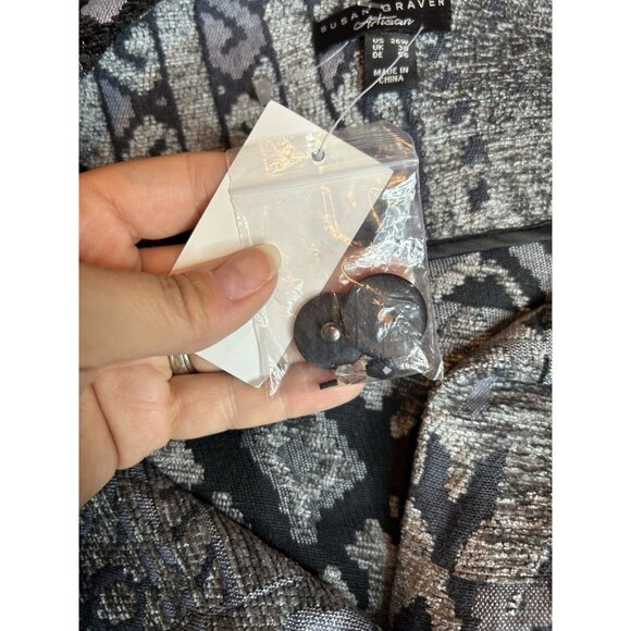 Susan Graver Artisan Jacket 26W Black Velvet Geometric Snap Button Art NWOT - Picture 11 of 12